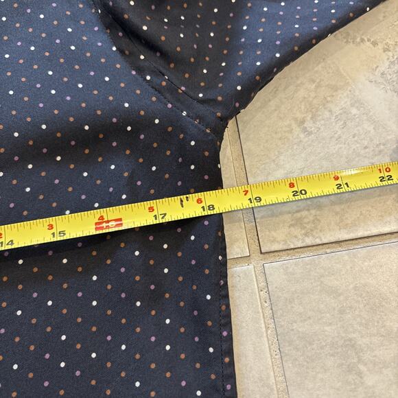 Eton Navy Silk Twill Shirt Pin Polka Dots Slim Fit Dress 38/15 Long Sleeve - Picture 7 of 9